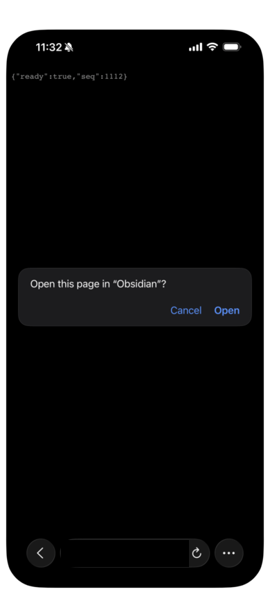Safari asking whether to open the page in Obsidian