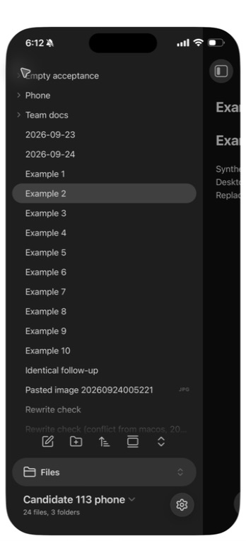 One identical follow-up note and the expected file and folder counts after recovery