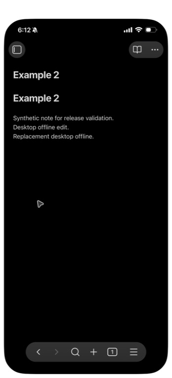 The desktop offline edit arrives automatically on the phone