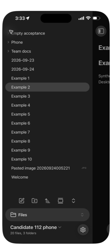 The empty folder and exact file count survive offline reload and reconnection
